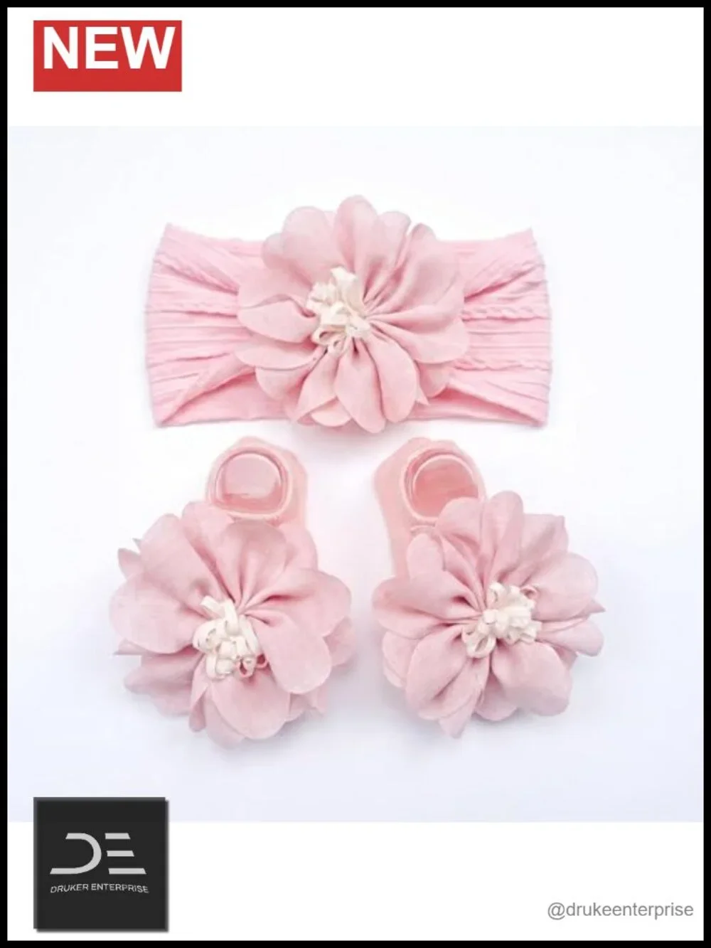 Baby Girls Lace Headband and Socks Set (0-6M) Photo Prop